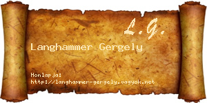 Langhammer Gergely névjegykártya